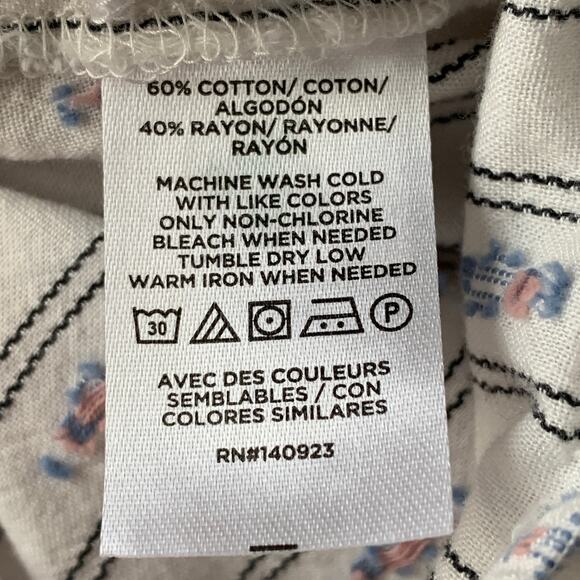 LOFT Petites White Striped Pink and Country Blue Blouse Button Up Size SP - Picture 10 of 16